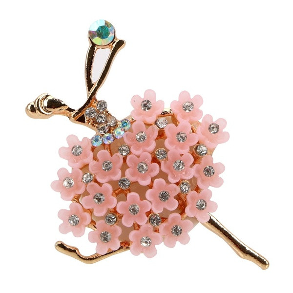 Διακοσμητικά σχήμα μπαλαρίνα  αυτοκίνητου με floral μοτίβα και πέτρες σε ροζ και λευκό χρώμα