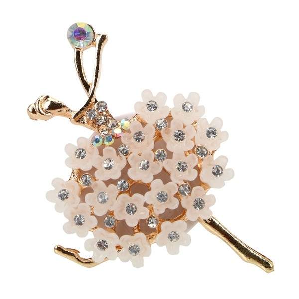 Διακοσμητικά σχήμα μπαλαρίνα  αυτοκίνητου με floral μοτίβα και πέτρες σε ροζ και λευκό χρώμα