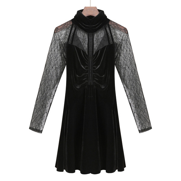 Rochie de dama cu guler polo si maneci sigilate in negru