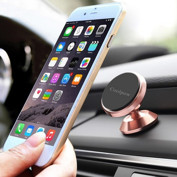 Въртяща се магнитна поставка за мобилен телефон подходяща за автомобил в черен, розово-златист, златист и сребрист цвят