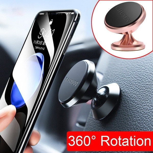 Suport magnetic rotativ pentru telefon mobil, potrivit pentru mașină, în culorile negru, auriu roz, auriu și argintiu