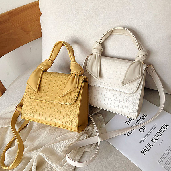 Öko bőrből készült női kistáska fehér, sárga, kék és fekete színekben