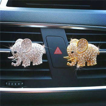 Διακοσμητική φιγούρα σε σχήμα ελέφαντα με πέτρες για αυτοκίνητο σε χρυσό και ασημί χρώμα