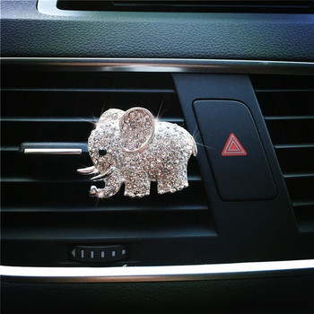 Декоративна фигура във формата на слон с камъни за автомобил в златист и сребрист цвят