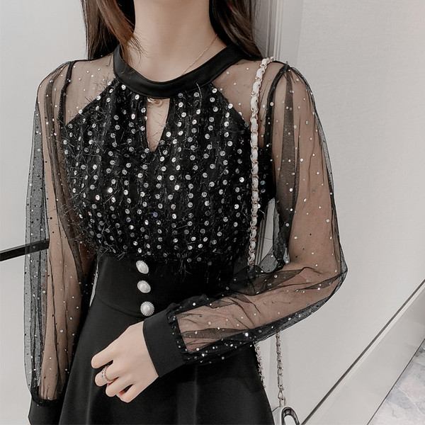 Rochie de dama model nou decupata cu maneci sigilate, paiete si nasturi