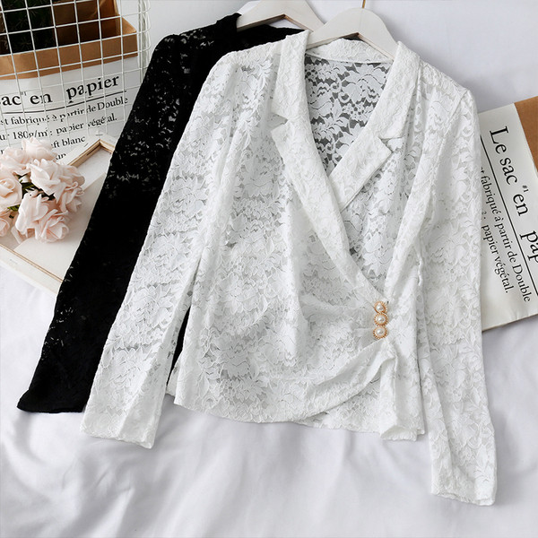 Camasa de dama eleganta din dantela cu nasturi in mai multe culori