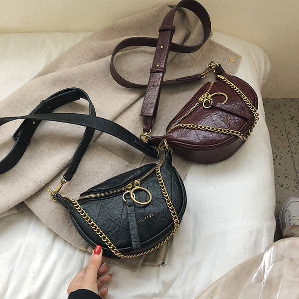 Geantă modernă mică din piele ecologică în verde, bej, negru și violet