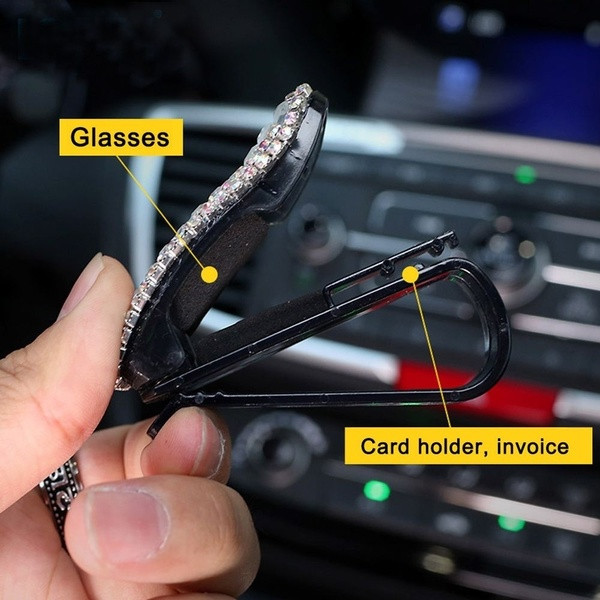 Autós szemüvegtartó kövekkel lila, rózsaszín és fehér színben