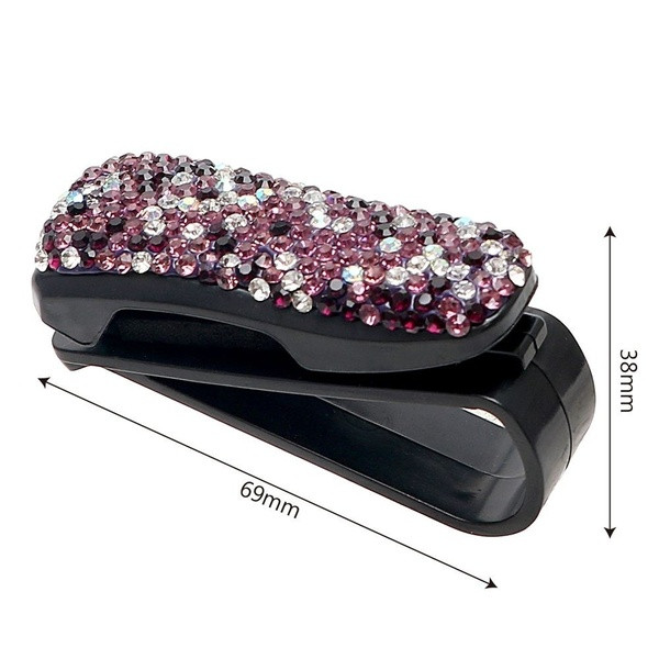 Autós szemüvegtartó kövekkel lila, rózsaszín és fehér színben
