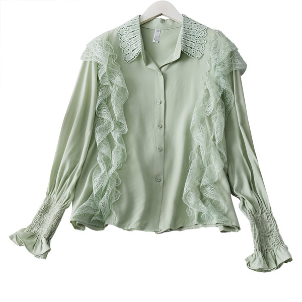 Modern női ing gombokkal és csipkével öt színben