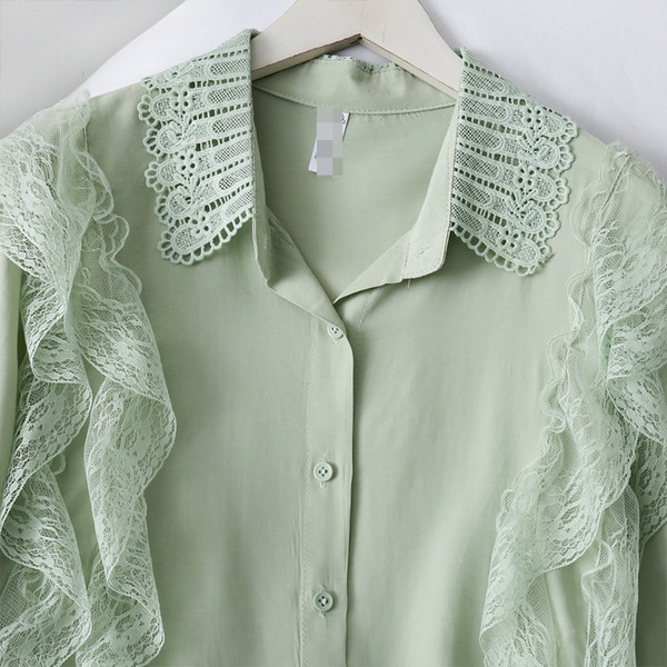 Modern női ing gombokkal és csipkével öt színben