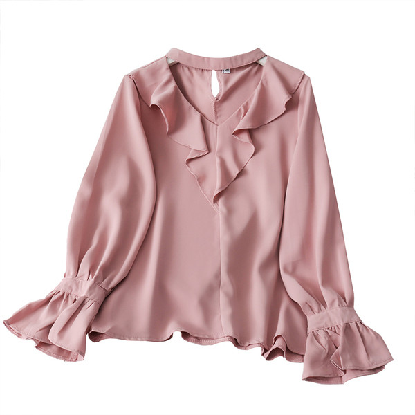 Stílusos női ing spitz nyakkivágással és hosszú ujjú több színben