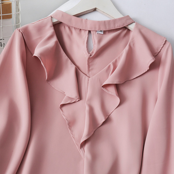 Stílusos női ing spitz nyakkivágással és hosszú ujjú több színben