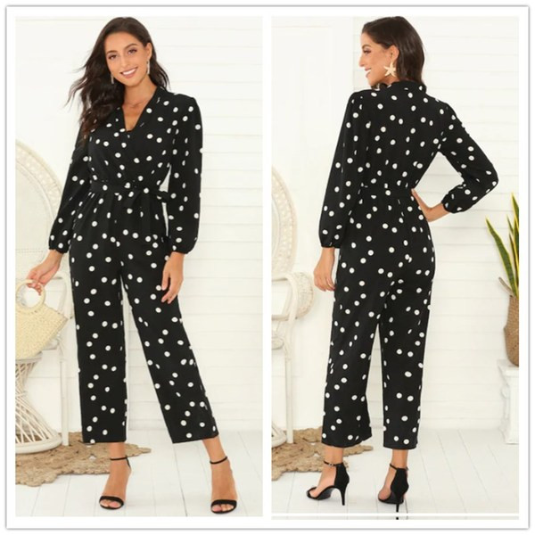 Elegáns női jumpsuit, hosszú ujjal, őszre és télre, fekete színben