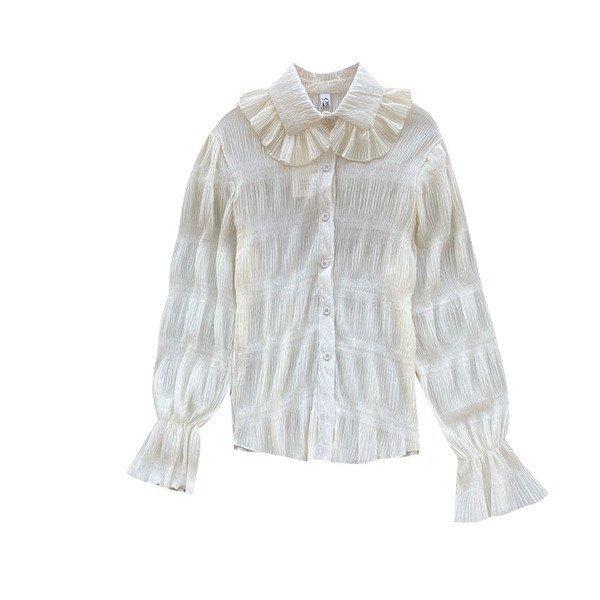 Stílusos női sifon ing gombokkal és hosszú ujjú, különböző színekben