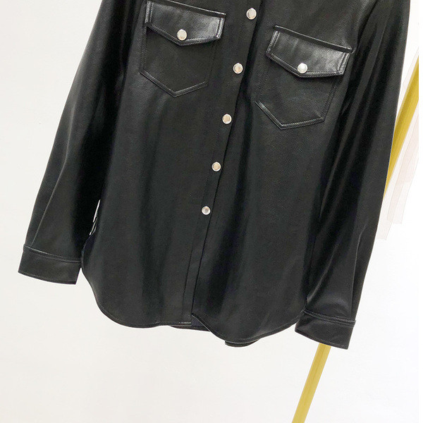 Modern női ing klasszikus modell fekete műbőrből