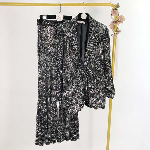 Modern Charleston hosszú nadrág fekete és flitterekkel