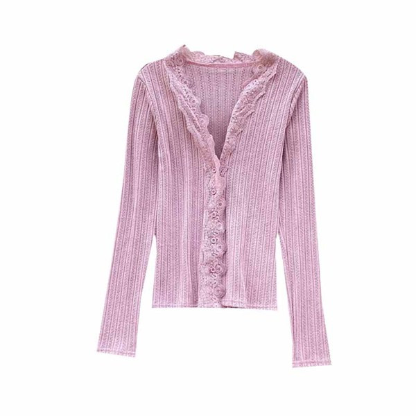 Modern női blúz gombokkal és csipkével öt színben