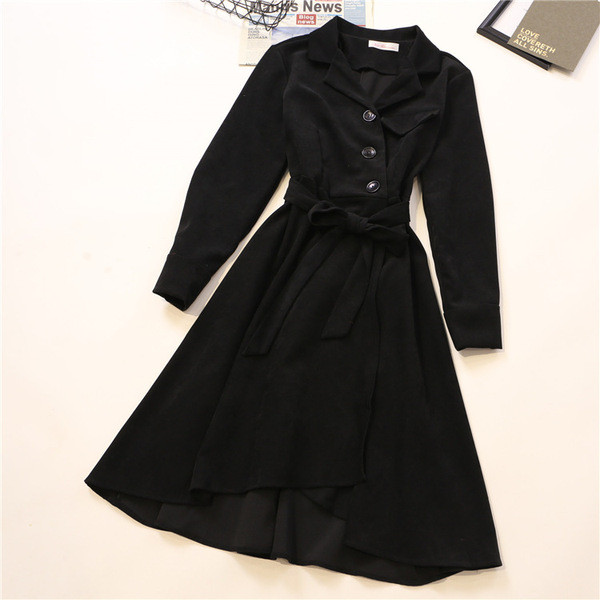 Rochie lunga de dama stil retro in cinci culori cu nasturi si guler clasic