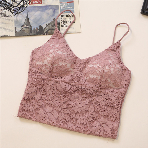 Csipke női rövid akasztófelső vékony pántokkal és V-nyakkal