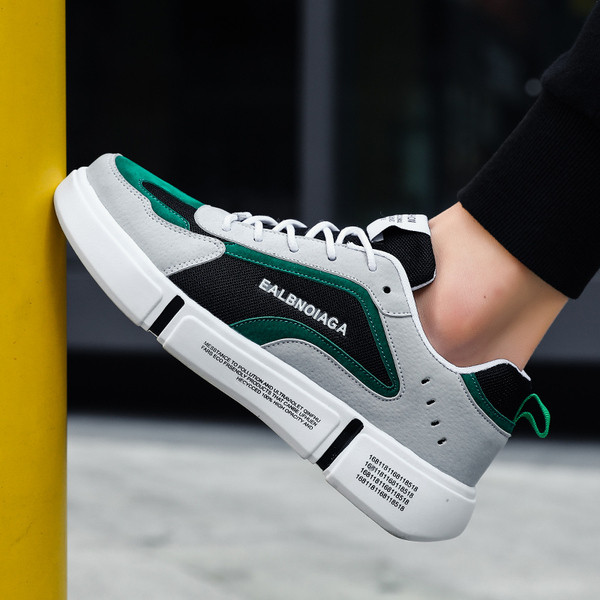 Férfi tornacipő ÚJ modell fűzővel és vastag talppal, szürke, kék és zöld színben