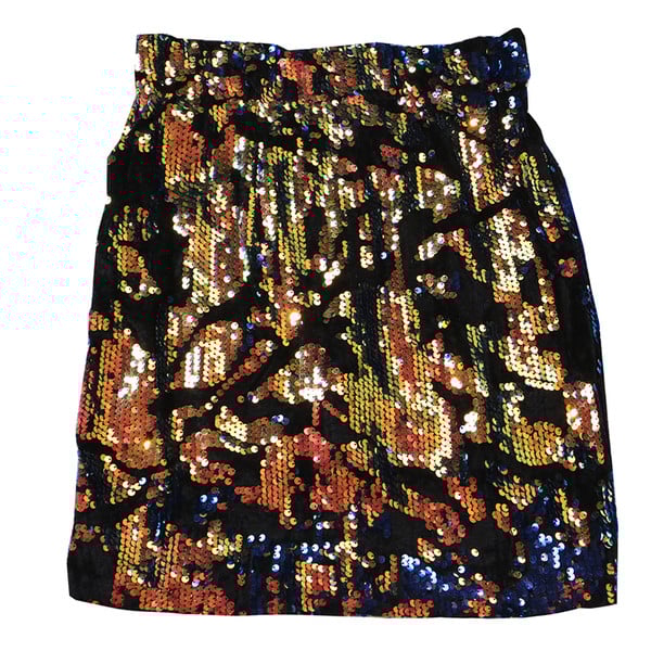 Stílusos női szoknya három színben flitterekkel és magas derékkal