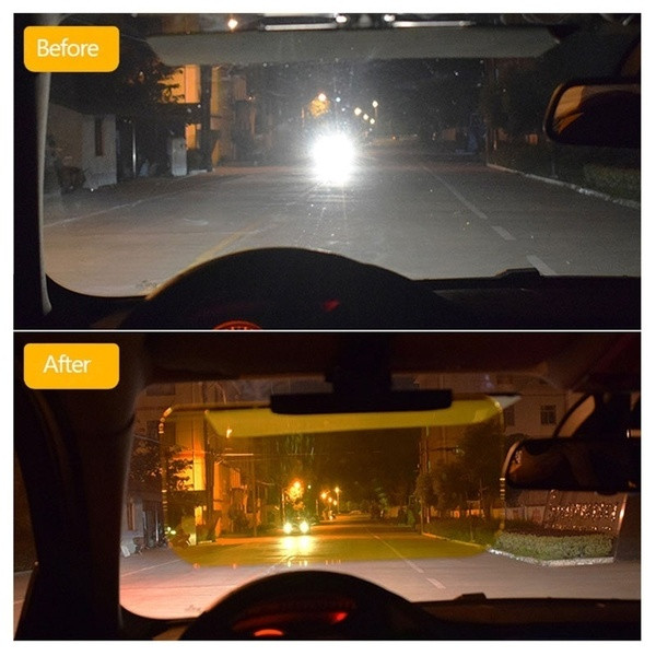 Parasolarul auto universal HD 2 în 1 protejează vederea de soare ziua și blochează luminile noaptea