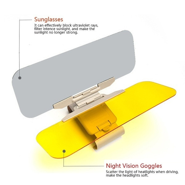 Parasolarul auto universal HD 2 în 1 protejează vederea de soare ziua și blochează luminile noaptea