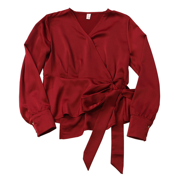 Stílusos női ing hat színben V-nyakkal és fűzővel