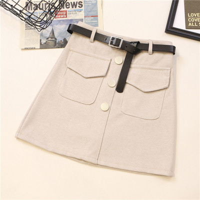 Rövid női szoknya magas derékkal és zsebekkel, négy színben
