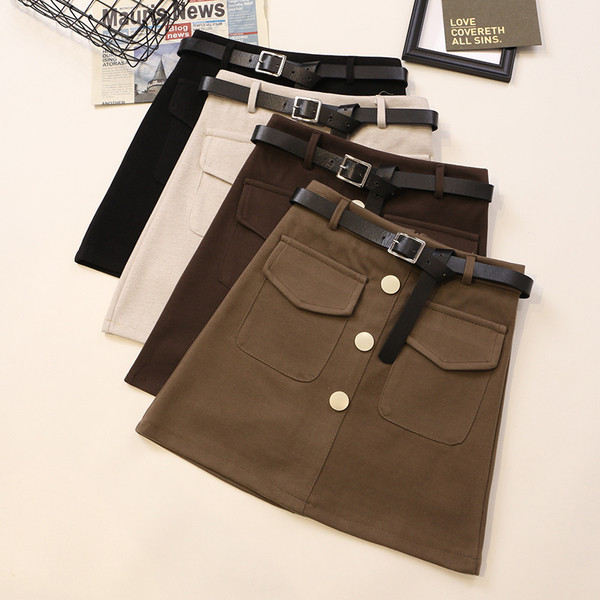 Rövid női szoknya magas derékkal és zsebekkel, négy színben