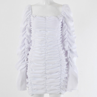 Modern női rövid ruha széles ujjú kék, rózsaszín és fehér színben