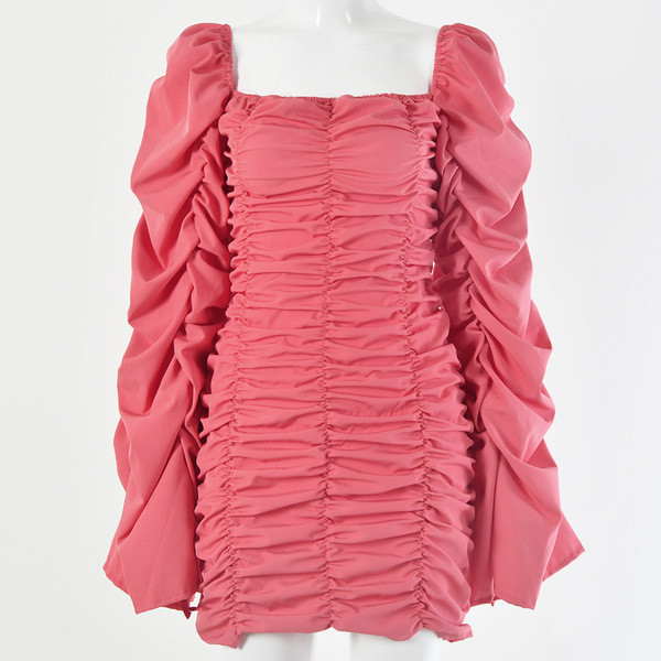 Modern női rövid ruha széles ujjú kék, rózsaszín és fehér színben