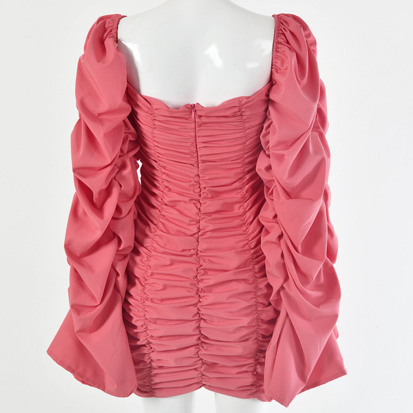 Modern női rövid ruha széles ujjú kék, rózsaszín és fehér színben