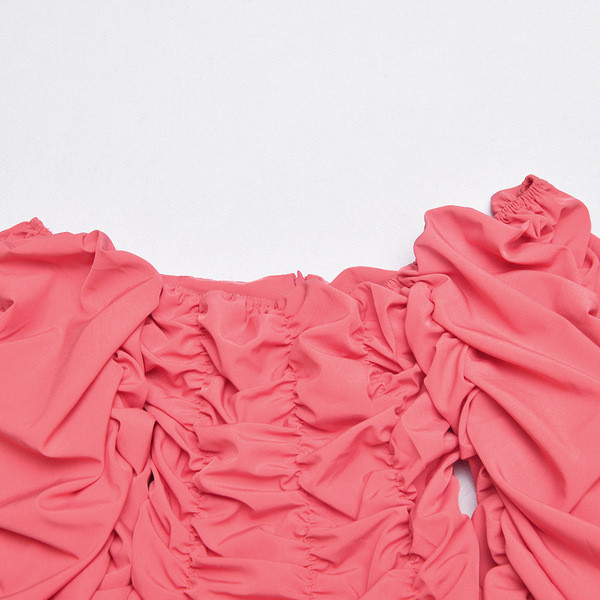 Modern női rövid ruha széles ujjú kék, rózsaszín és fehér színben