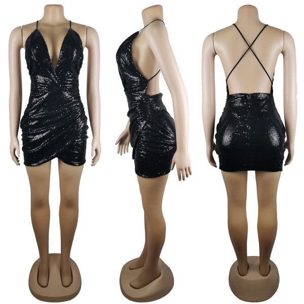 ÚJ modell női elegáns rövid ruha vékony pántokkal és flitterekkel fekete és rózsaszín színben