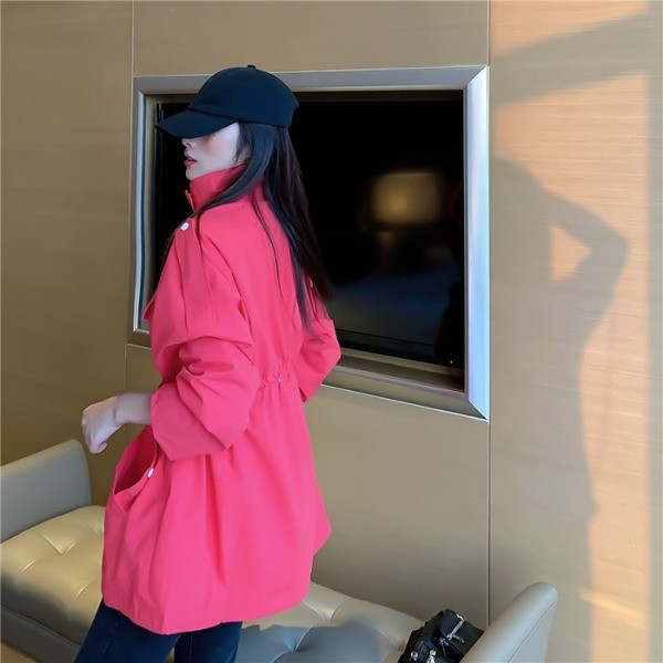 Női tavaszi-őszi kabát fűzős és zsebes kék, zöld, szürke és piros színben