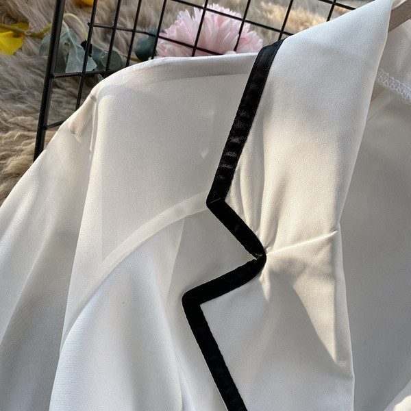 Új modell női ing spitz nyakkivágással és fehér szalaggal