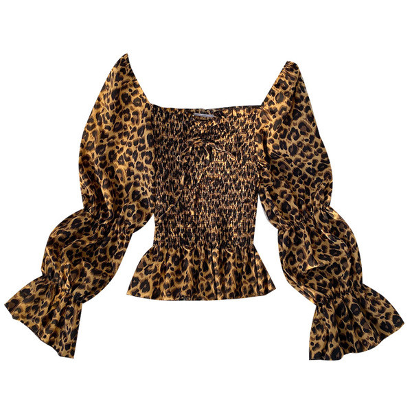Modern női blúz sifon és leopárd mintából, hosszú ujjú négy színben