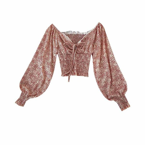 Modern női rövid sifon ing spitz nyakkivágással és virágmintával több színben