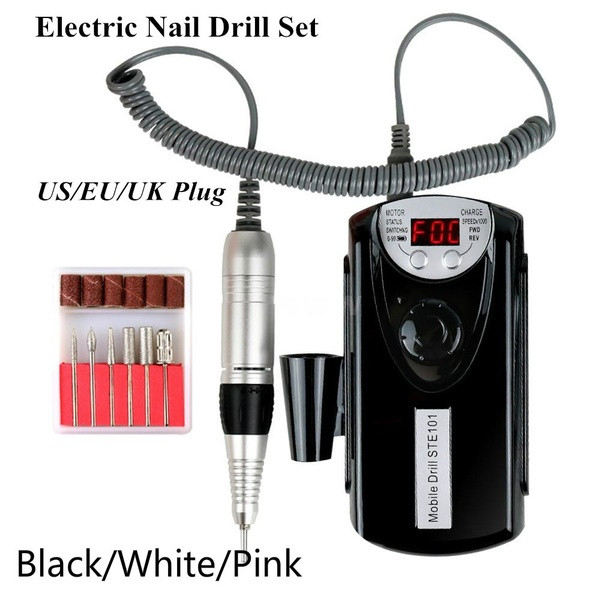 Pila electrica pentru manichiura si pedichiura cu display LCD + atasamente alb si negru