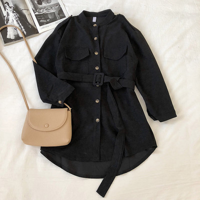 Hosszú női ing három színben övvel és gombokkal