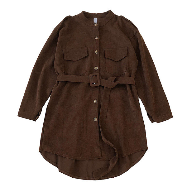 Hosszú női ing három színben övvel és gombokkal