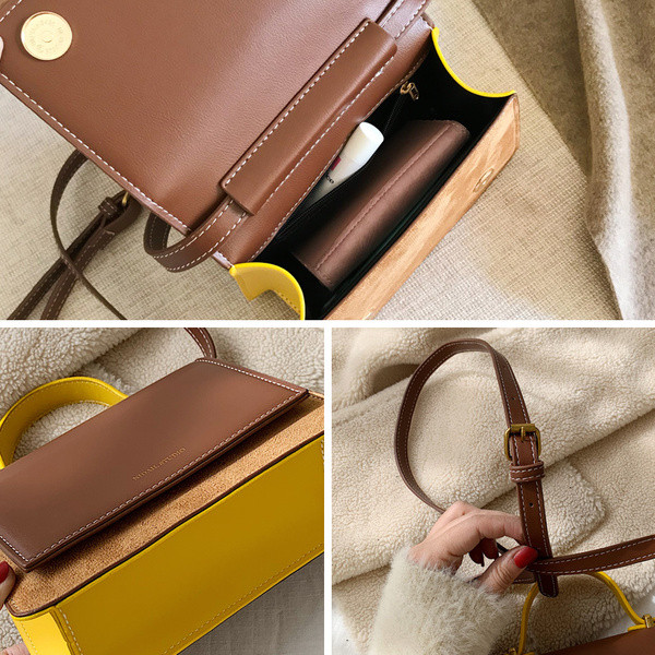 Mindennapi kis kézitáska két füllel, fekete, barna és zöld színben