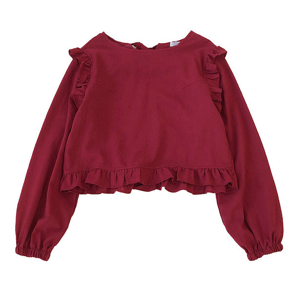 Modern női blúz széles modell kerek nyakkivágással és fürtökkel