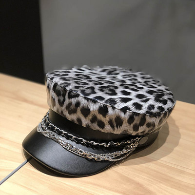 ÚJ modell női sapka napellenzővel és leopárdmintával szürke és barna színben - három modell