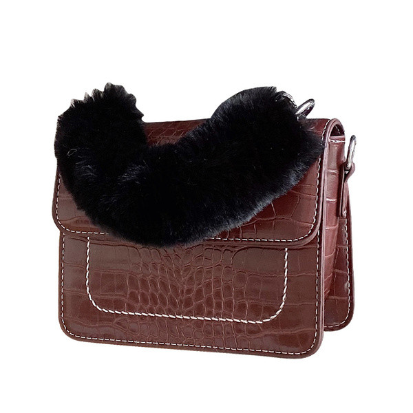 Modern női táska - retro stílusú, két füllel, fekete, barna és piros színben