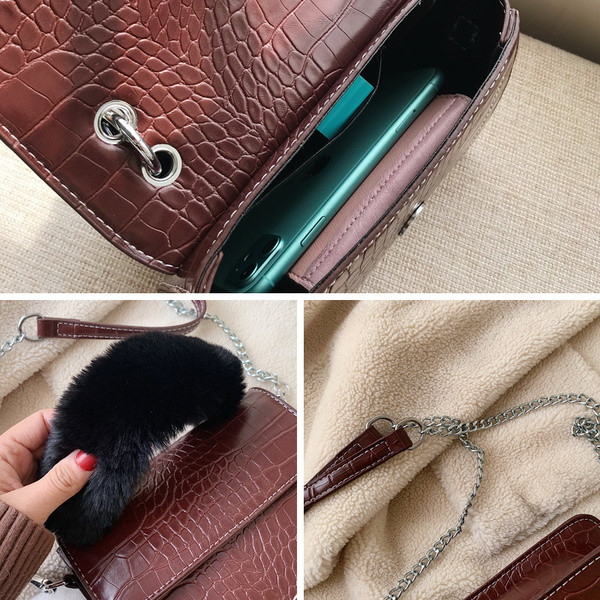 Modern női táska - retro stílusú, két füllel, fekete, barna és piros színben