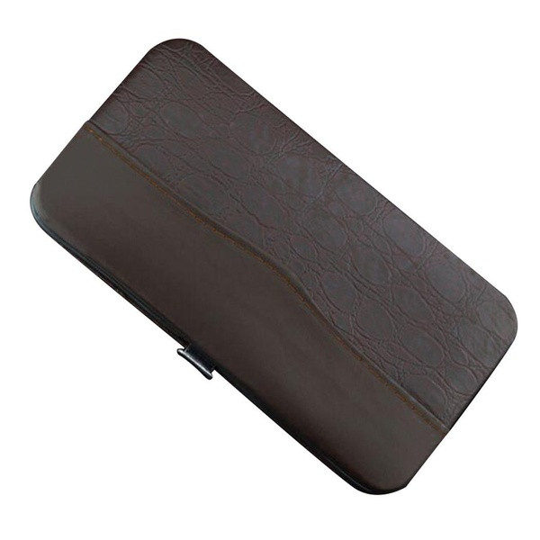 Комплект от 12 инструмента от неръждаема стомана за оформяне на маникюр + кожен калъф в кафяв цвят 