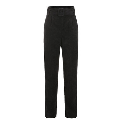 Modern női hosszú nadrág magas derékkal és övvel rózsaszín, szürke és fekete színben